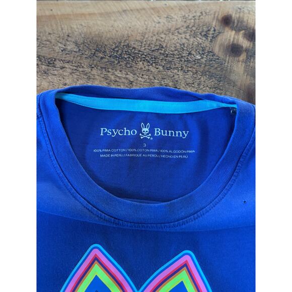 Psycho Bunny Mens Blue Big Bunny Graphic Short Sleeve T-Shirt Size 3 - Picture 5 of 7